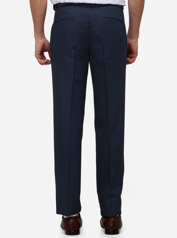 Light Blue Slim Fit Checked Formal Trouser | JB Studio