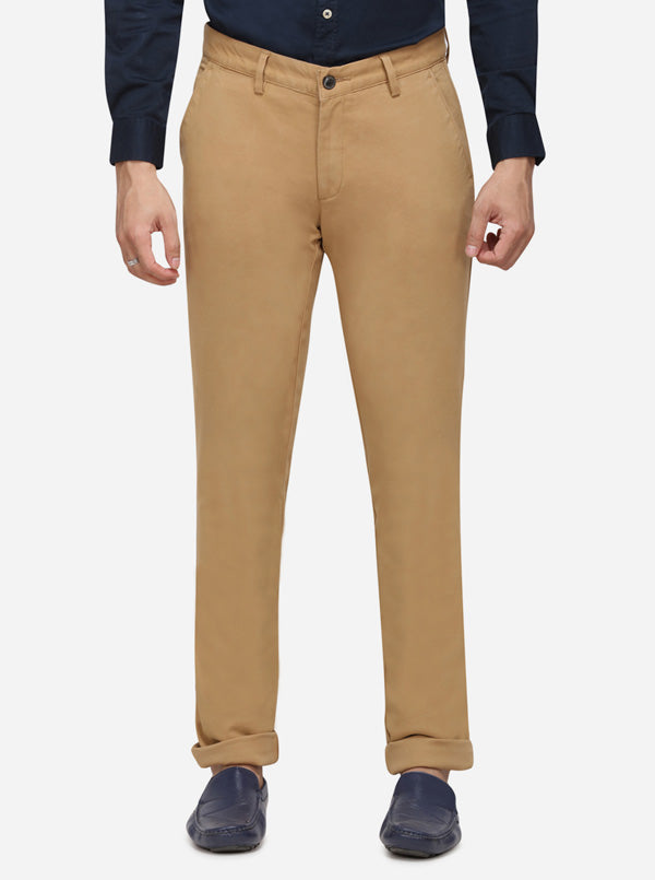 Khaki Solid Uno Fit Casual Trouser | JadeBlue Sport