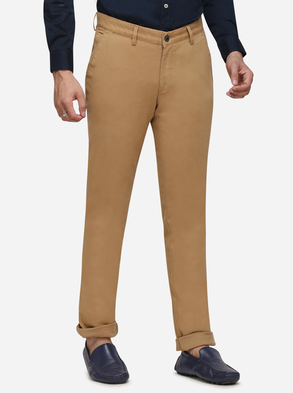 Khaki Solid Uno Fit Casual Trouser | JadeBlue Sport