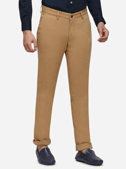 Khaki Solid Uno Fit Casual Trouser | JadeBlue Sport