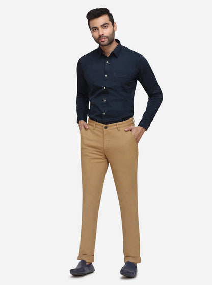 Khaki Solid Uno Fit Casual Trouser | JadeBlue Sport