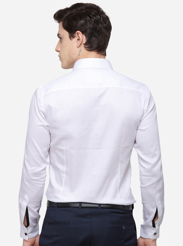 White Solid Slim Fit Party Wear Shirt | JB Studio