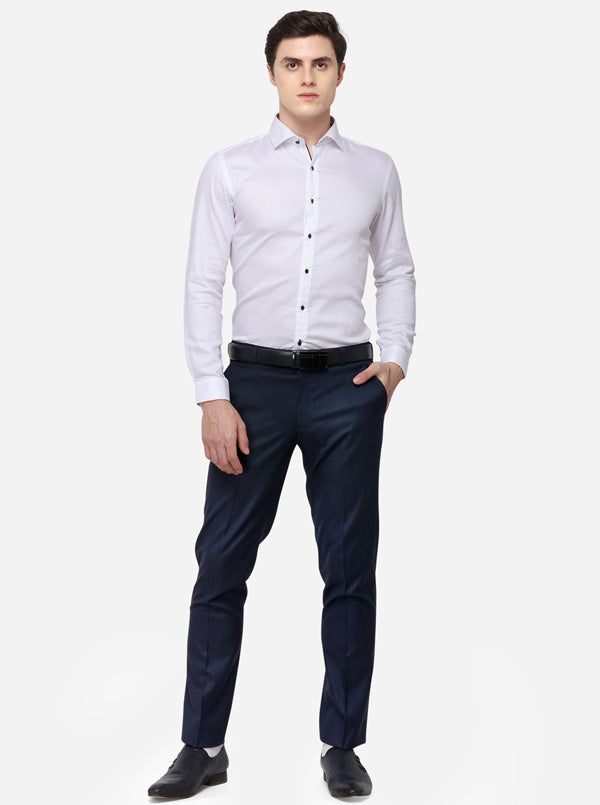 White Solid Slim Fit Party Wear Shirt | JB Studio