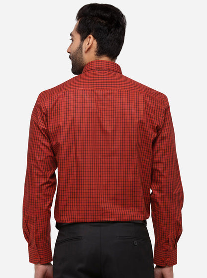 Rust Checked Regular Fit Formal Shirt | Greenfibre
