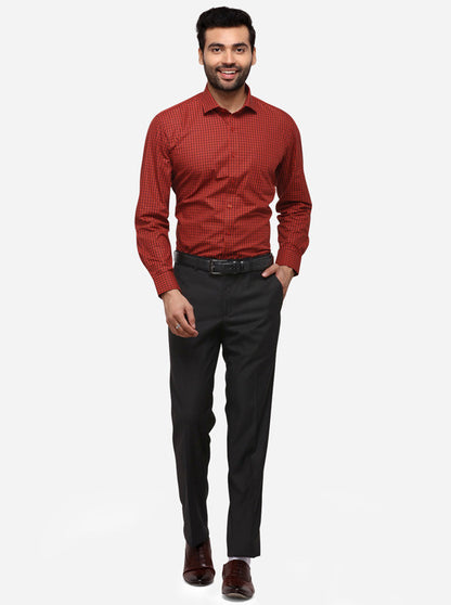 Rust Checked Regular Fit Formal Shirt | Greenfibre