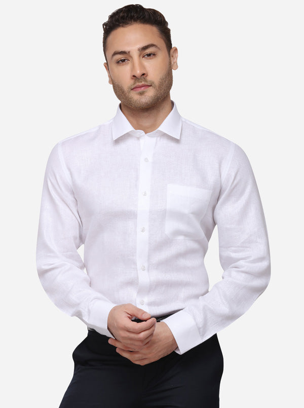 White Dobby Regular Fit Formal Shirt | JadeBlue