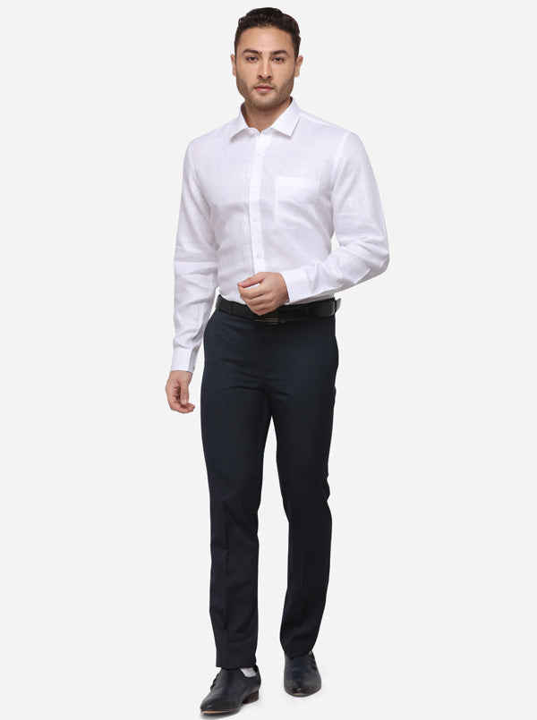 White Dobby Regular Fit Formal Shirt | JadeBlue