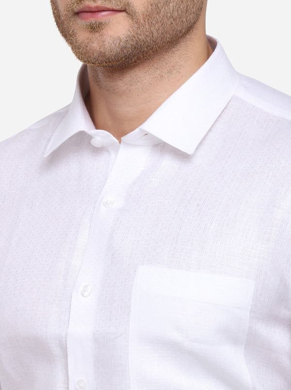 White Dobby Regular Fit Formal Shirt | JadeBlue