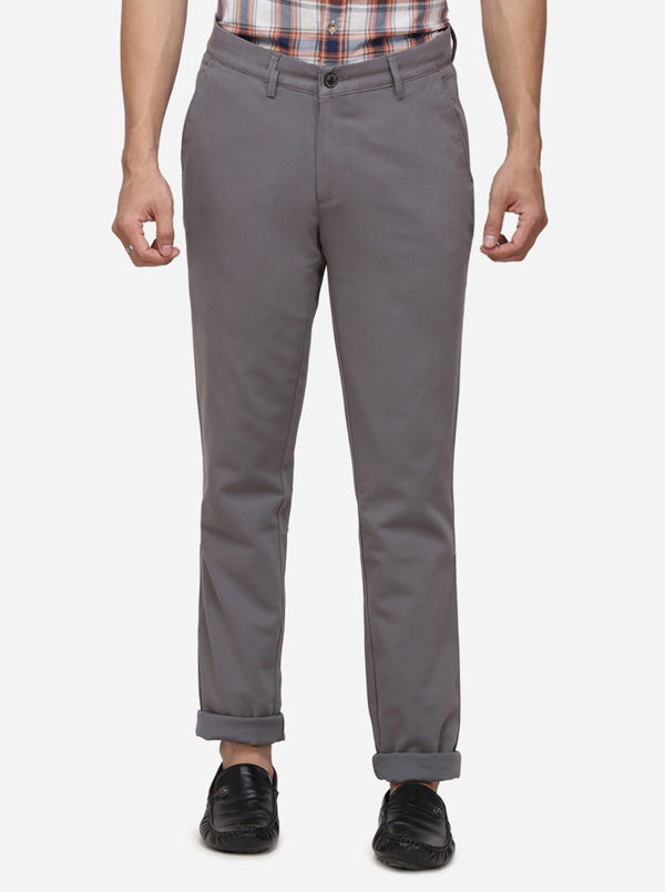 Ash Grey Solid Uno Fit Casual Trouser | JadeBlue Sport