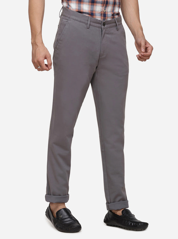 Ash Grey Solid Uno Fit Casual Trouser | JadeBlue Sport