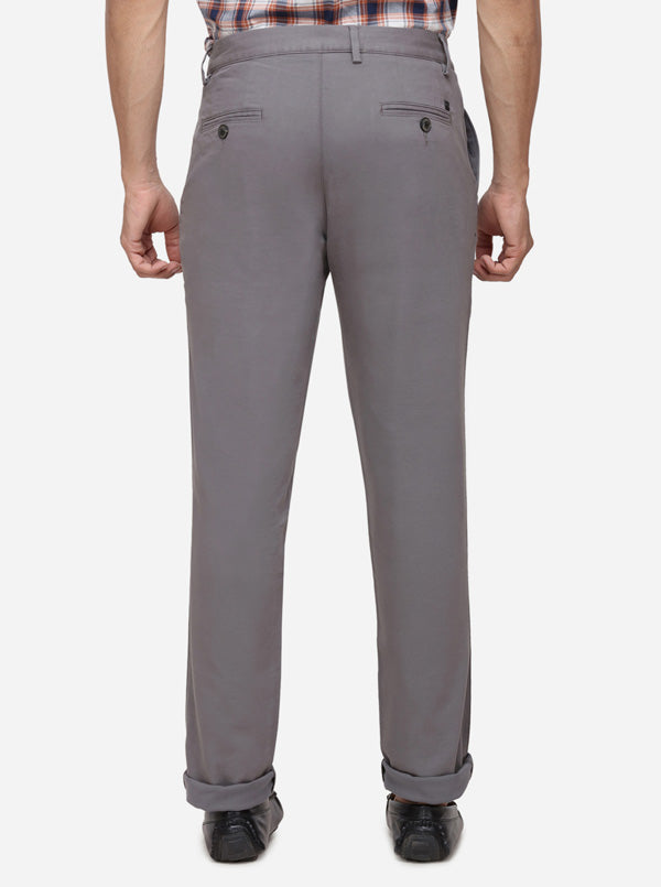 Ash Grey Solid Uno Fit Casual Trouser | JadeBlue Sport