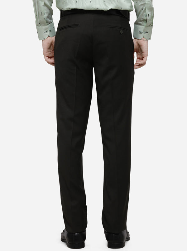 Dark Brown Solid Slim Fit Formal Trouser | Metal