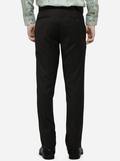 Dark Brown Solid Slim Fit Formal Trouser | Metal