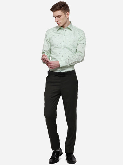 Dark Brown Solid Slim Fit Formal Trouser | Metal