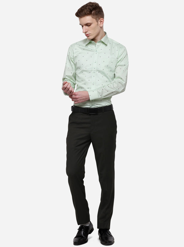 Dark Brown Solid Slim Fit Formal Trouser | Metal