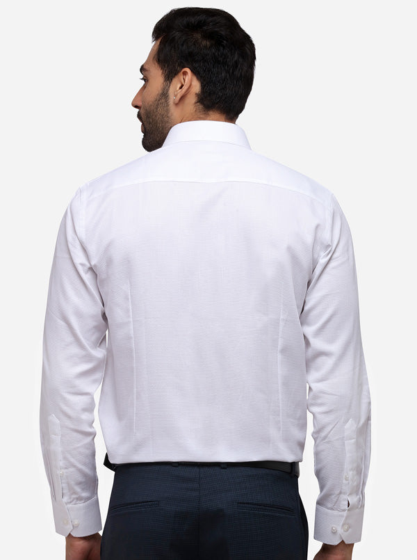 White Printed Slim Fit Formal Shirt | Greenfibre