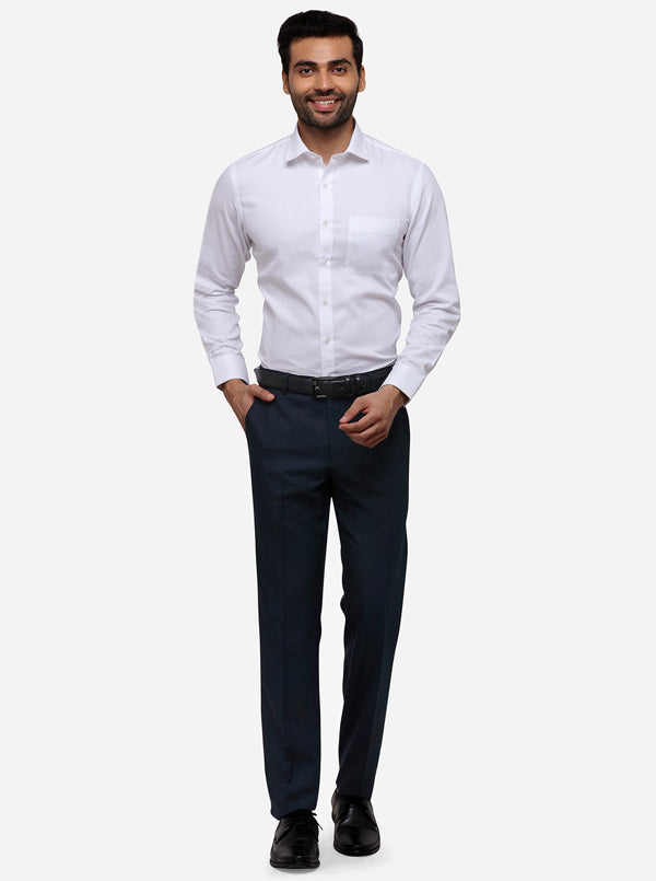 White Printed Slim Fit Formal Shirt | Greenfibre