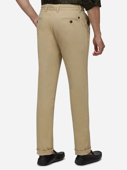 Light Khaki Solid Uno Fit Casual Trouser | JadeBlue Sport