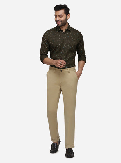 Light Khaki Solid Uno Fit Casual Trouser | JadeBlue Sport