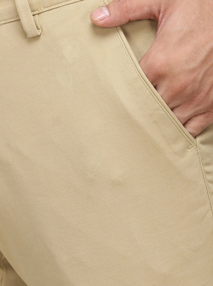 Light Khaki Solid Uno Fit Casual Trouser | JadeBlue Sport