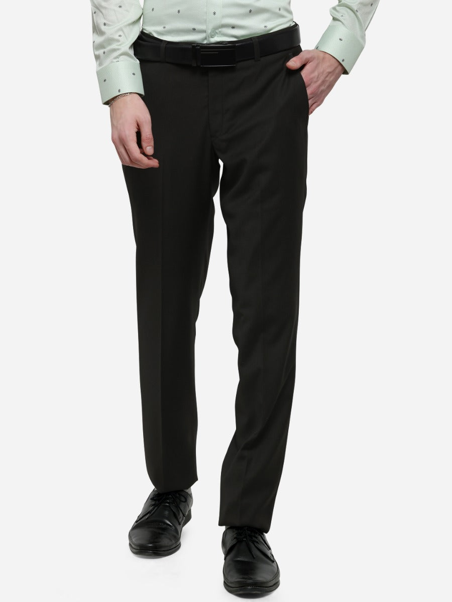 Mahendi Solid Slim Fit Formal Trouser | Metal