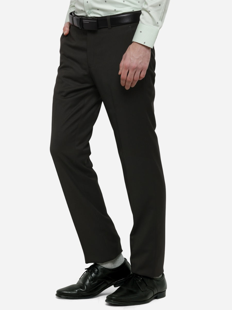 Mahendi Solid Slim Fit Formal Trouser | Metal