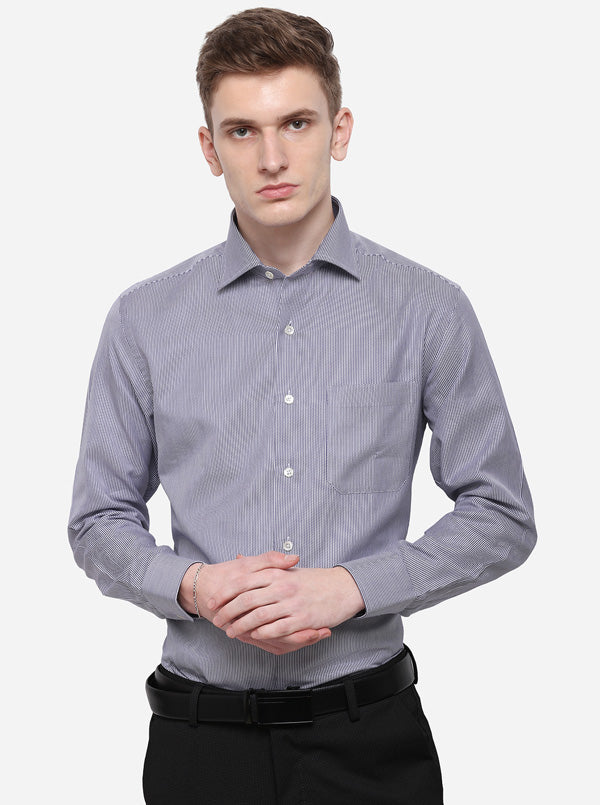 Blue Striped Slim Fit Formal Shirt | JadeBlue