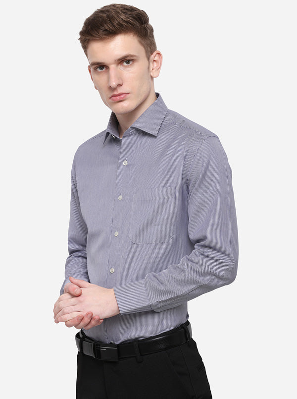 Blue Striped Slim Fit Formal Shirt | JadeBlue