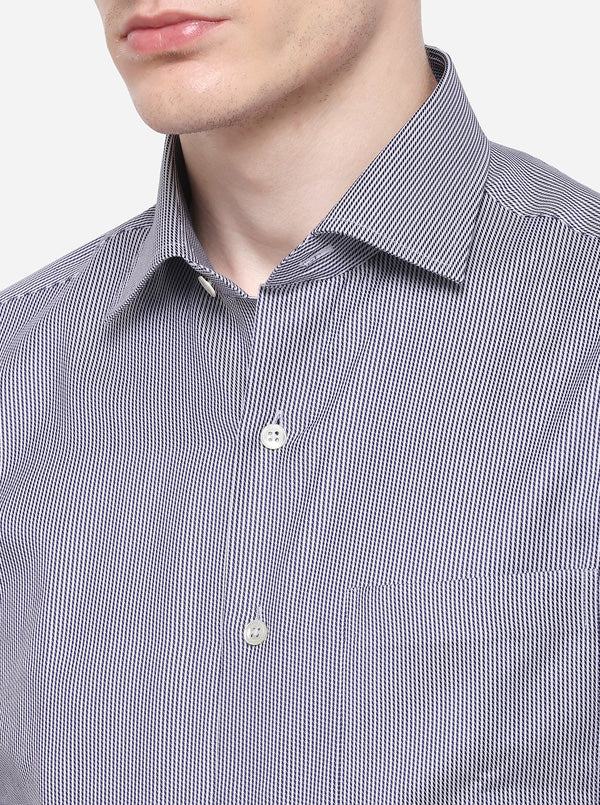 Blue Striped Slim Fit Formal Shirt | JadeBlue