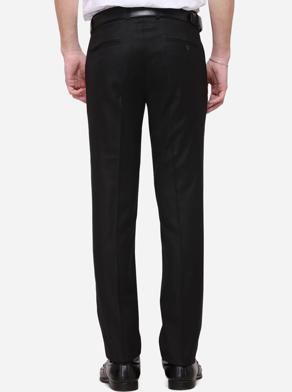 Black Solid Slim Fit Formal Trouser | Metal