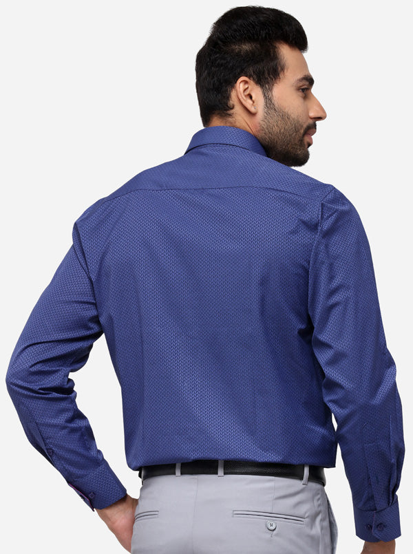 Ash Blue Printed Regular Fit Formal Shirt | Greenfibre