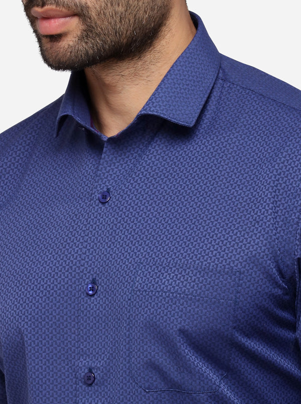 Ash Blue Printed Regular Fit Formal Shirt | Greenfibre