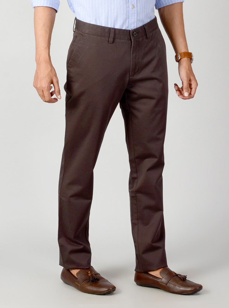 Dark Grey Self Textured Slim Fit Casual Trouser | JB Sport