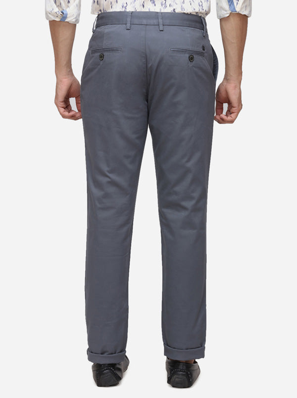 Steel Grey Solid Uno Fit Casual Trouser | JadeBlue Sport