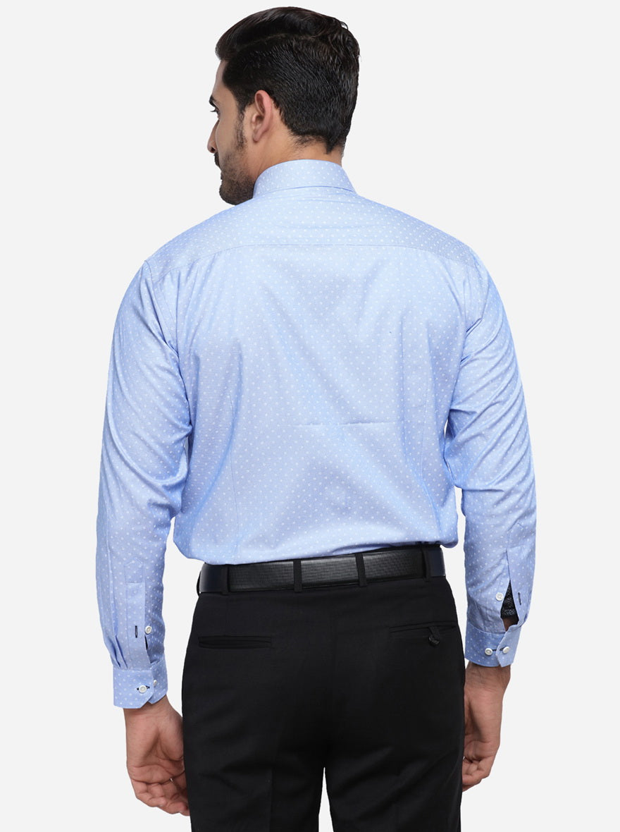 Blue & White Printed Slim Fit Party wear Shirt | Greenfibre