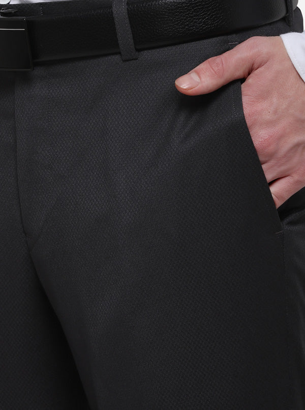 Grey Solid Slim Fit Formal Trouser | Metal