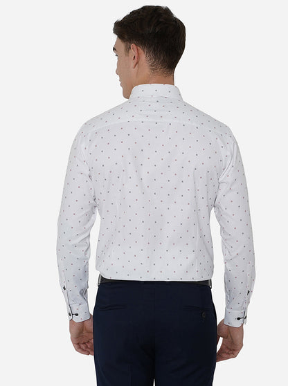 White & Red Printed Slim Fit Party wear Shirt | Greenfibre