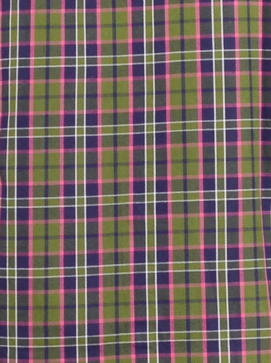 Green and Blue Checked Slim Fit Casual Shirt | Greenfibre