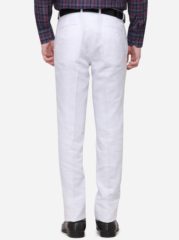 White Solid Slim Fit Formal Trouser | JB Studio