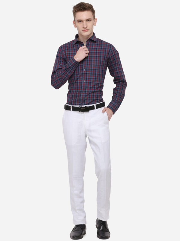 White Solid Slim Fit Formal Trouser | JB Studio