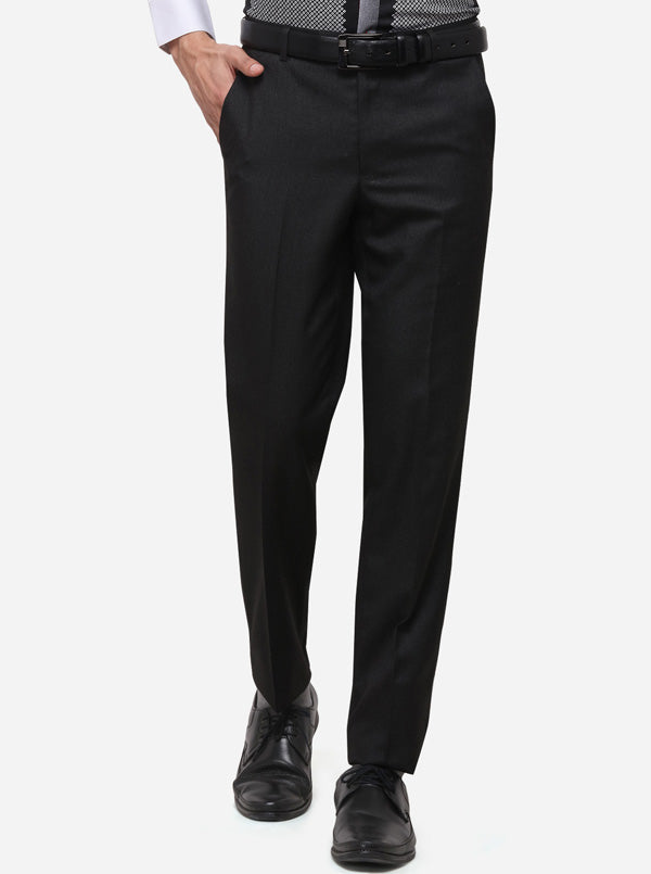 Grey Slim Fit Solid Formal Trouser | Greenfibre