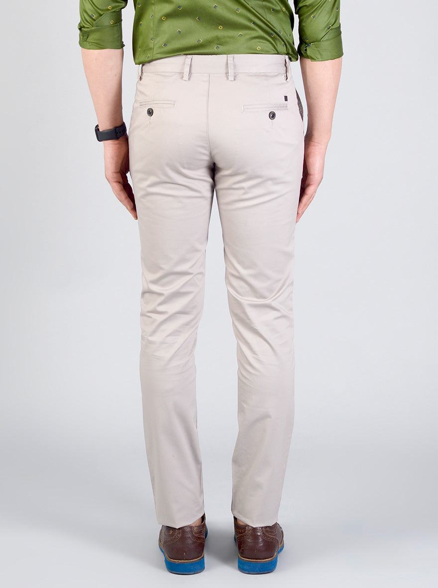 Light Grey Self Textured Slim Fit Casual Trouser | JB Sport