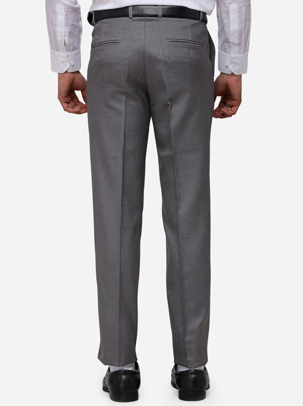 Grey Slim Fit Solid Formal Trouser | Greenfibre