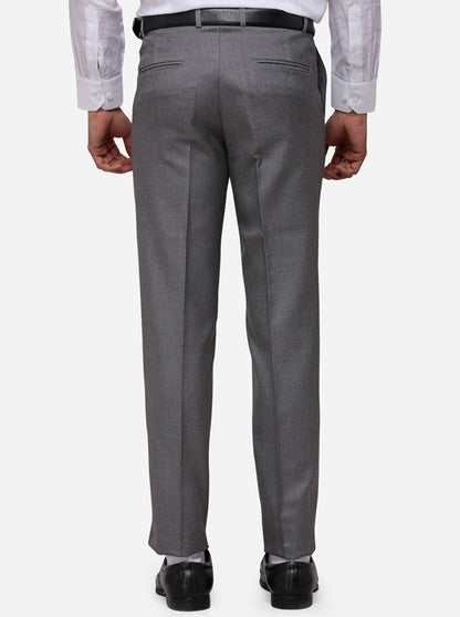 Grey Slim Fit Solid Formal Trouser | Greenfibre