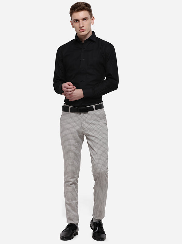 Black Dobby Slim Fit Formal Shirt | Metal