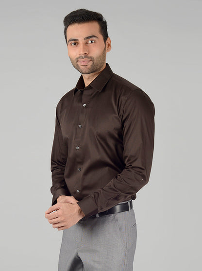 Brown Solid Slim Fit Party Wear shirt | Wyre