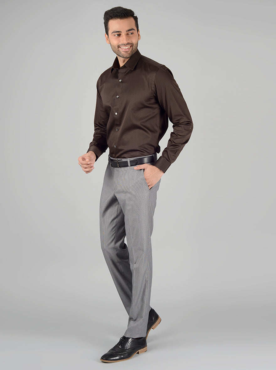 Brown Solid Slim Fit Party Wear shirt | Wyre
