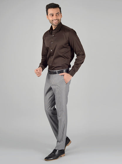 Brown Solid Slim Fit Party Wear shirt | Wyre