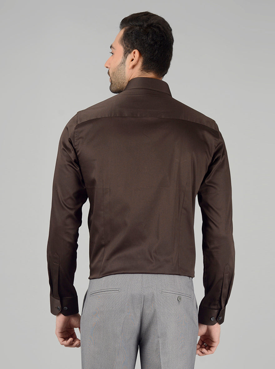 Brown Solid Slim Fit Party Wear shirt | Wyre
