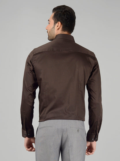 Brown Solid Slim Fit Party Wear shirt | Wyre